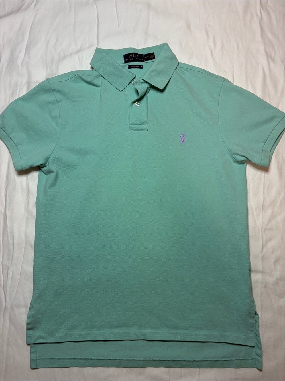 Polo by Ralph Lauren Men’s Mint Polo with Lavender Logo